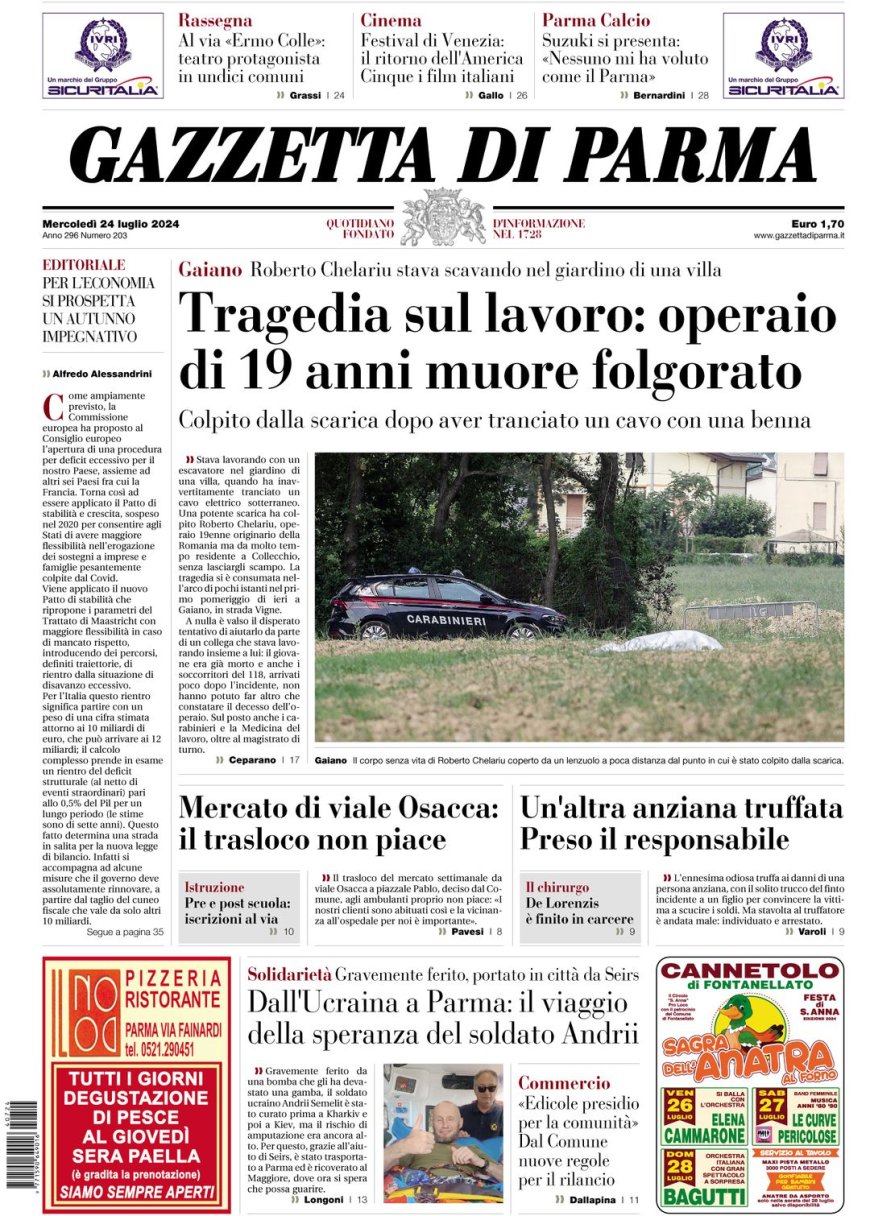 La une de la Gazette d’aujourd’hui