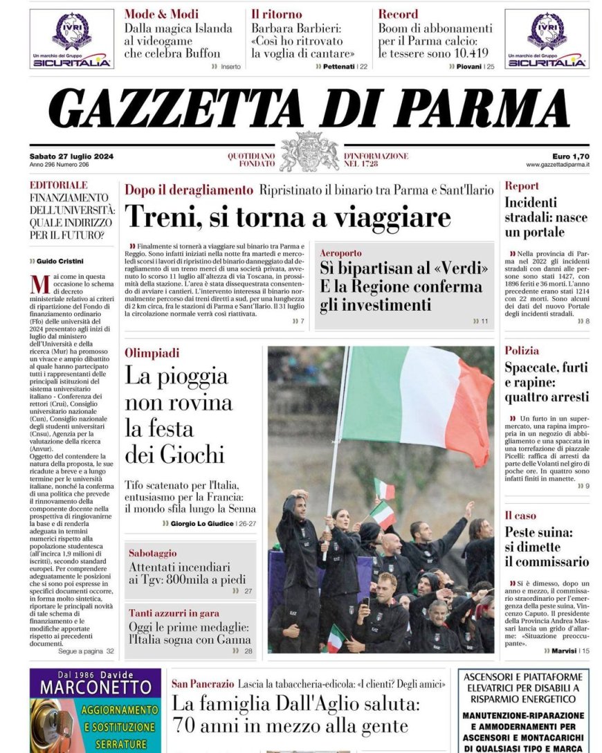 Frontseite der heutigen Gazette: Nachrichtenübersetzung aus dem Italienischen