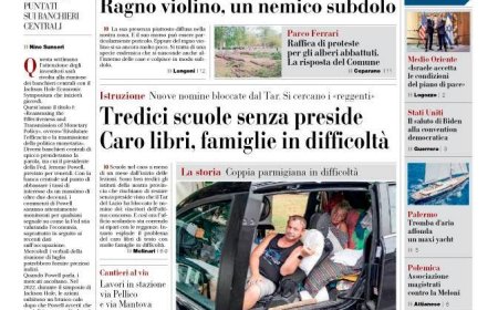Front page of today’s Gazette – La prima pagina della Gazzetta di oggi.