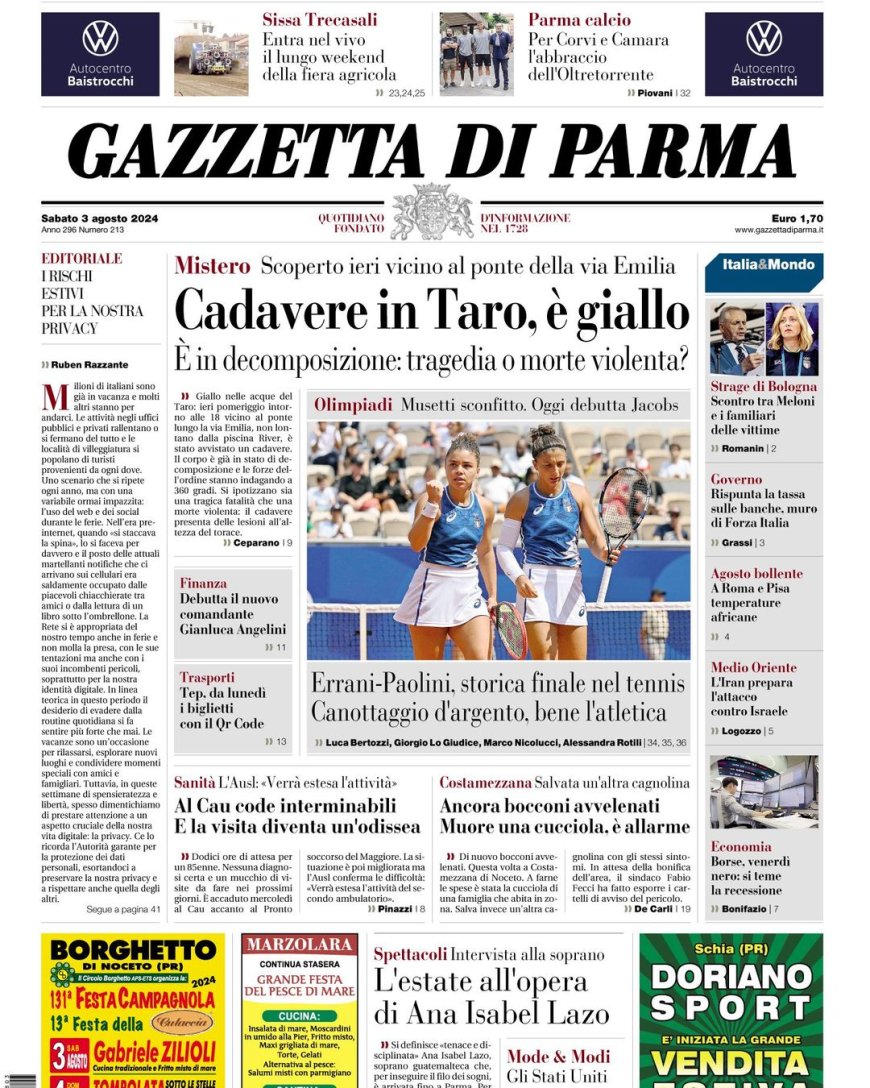 Die Schlagzeile lautet: “Die Titelseite der heutigen Gazette”