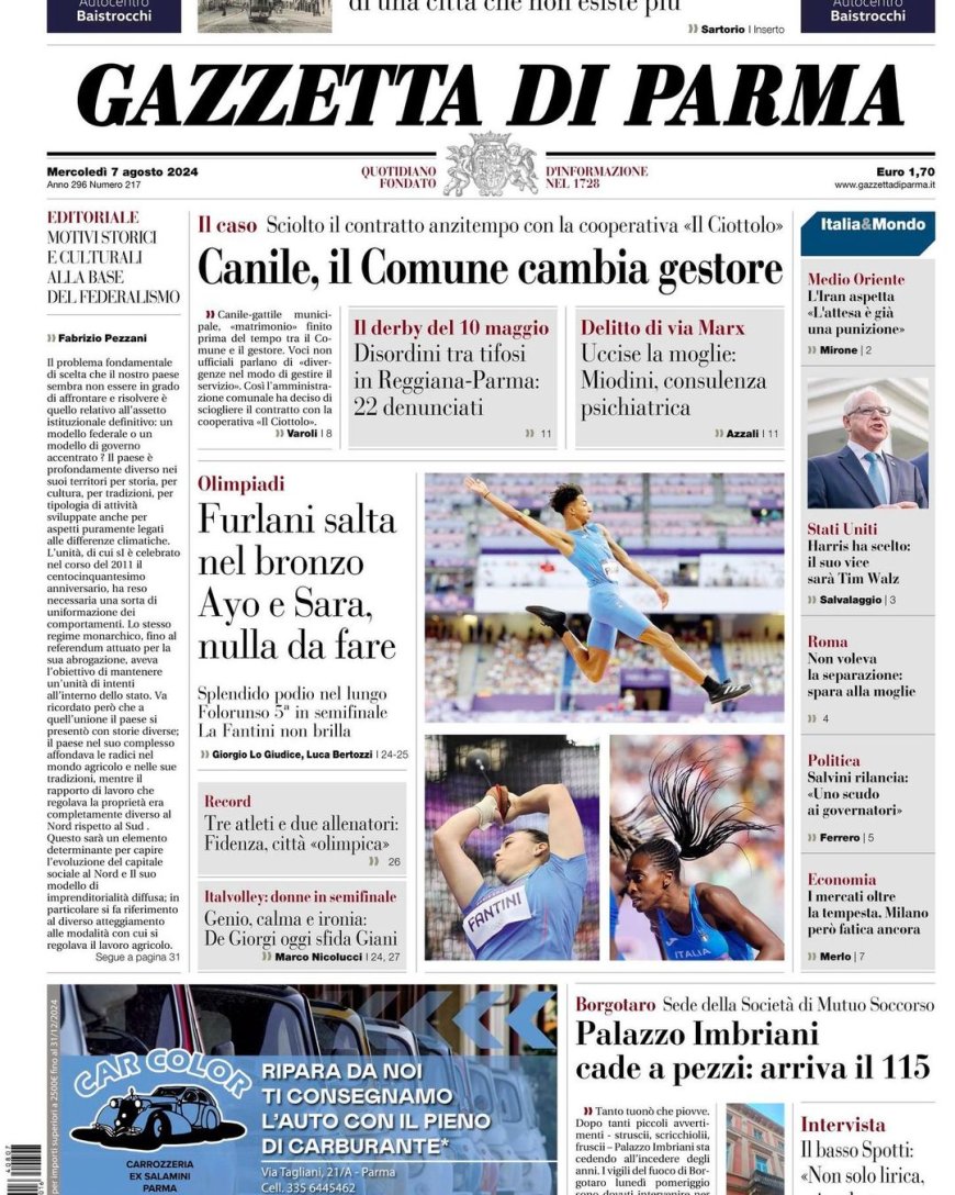 Frontseite der Gazzetta von heute: Übersetzung aus dem Italienischen