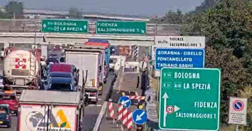 Accident sur l’A1 : embouteillage de 4 km entre Fidenza et le carrefour de l’A15