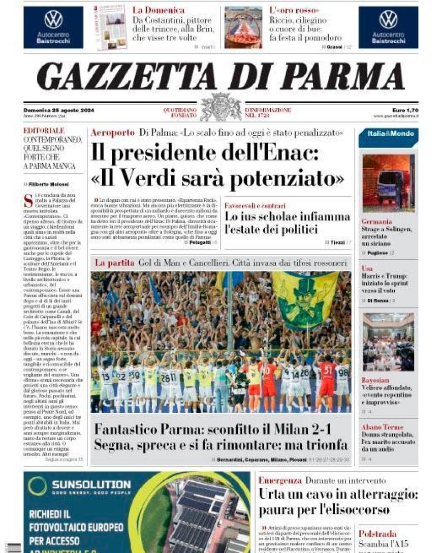 Front page of the daily Gazette.