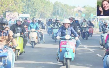 Hundertfünfzig auf der Vespa zum Gedenken an Silvia Mantovani