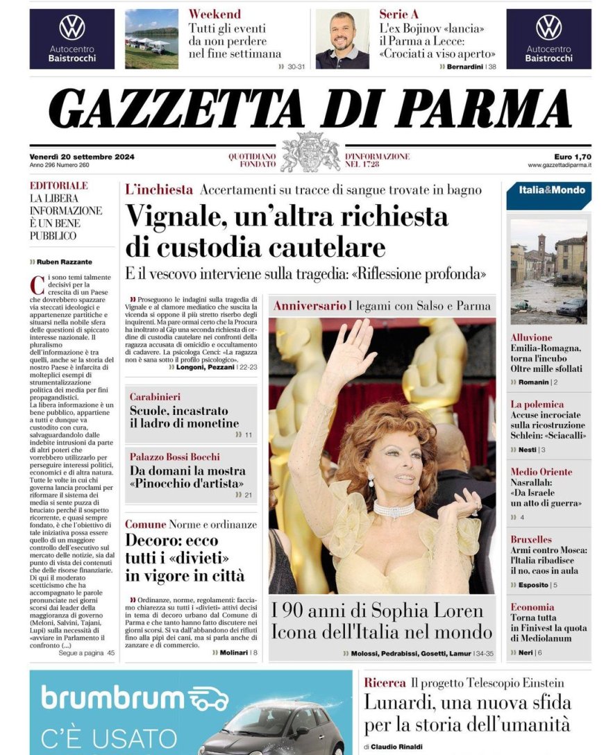 Today’s Gazette: Breaking News from Italy – La prima pagina della Gazzetta di oggi